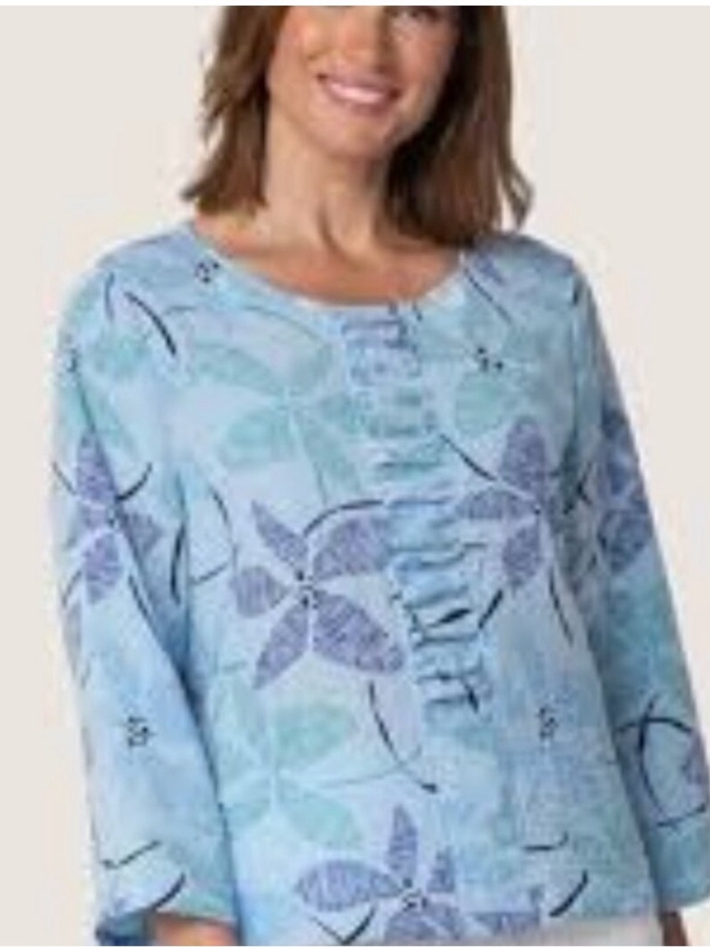 Habitat Light Blue Floral Ruched Front Tunic - Picture 3 of 8
